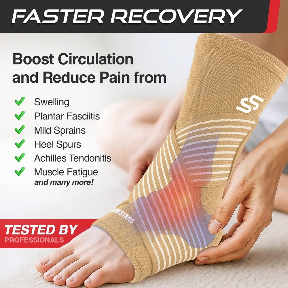 Adjustable Ankle Brace Compression Wrap Support Sleeve M Pair