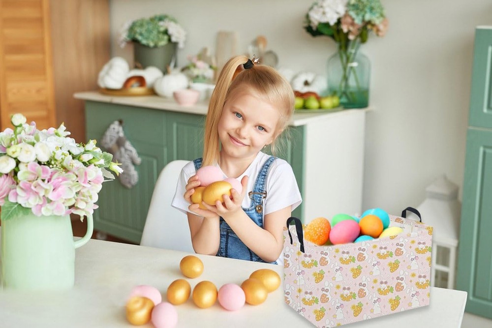 Sanjiaofen Rectangular Easter Baskets, Easket Basket for Kids.Cute Storage Ba...