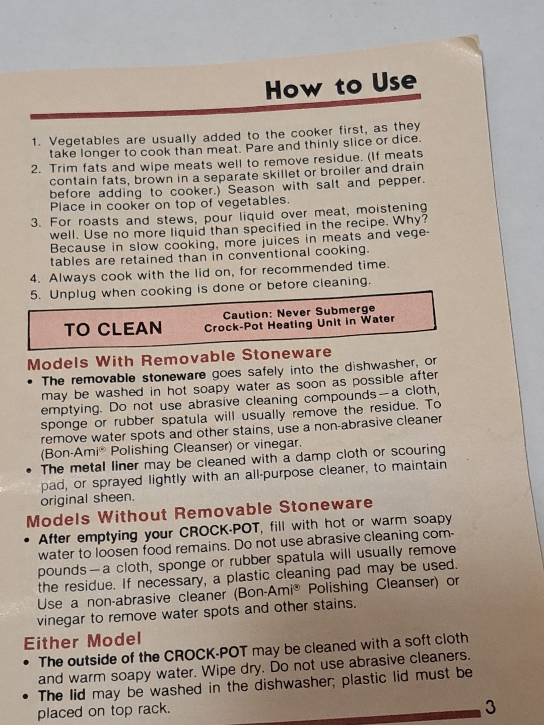 Vtg Rival Crock-Pot Stoneware Slow Cooker Instruction Manual & Recipes #3150