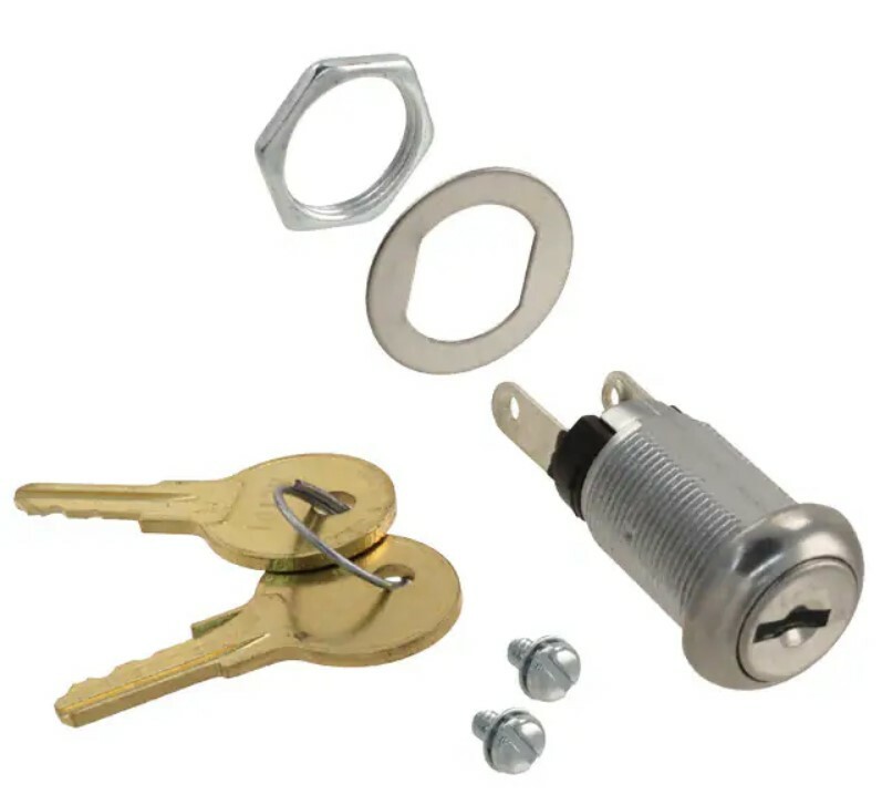 Switch Key Lock ON OFF SPST 90°, ALCO 1A 120VAC Panel Mount, 2SWK132AL103, ONE