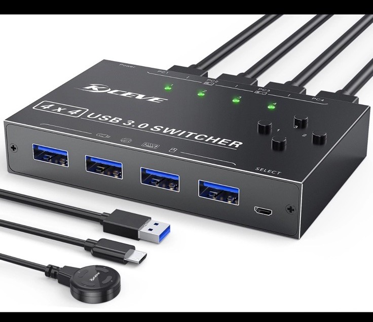 USB 3.0 Switch Selector 4 Port,KVM Switcher 4 Computers Sharing 4 USB Devices...