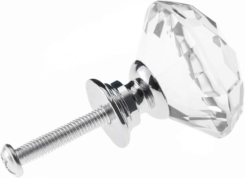 12 Pack Drawer Knobs Diamond Shaped Crystal Glass 30mm Cabinet Knobs Pull Handle