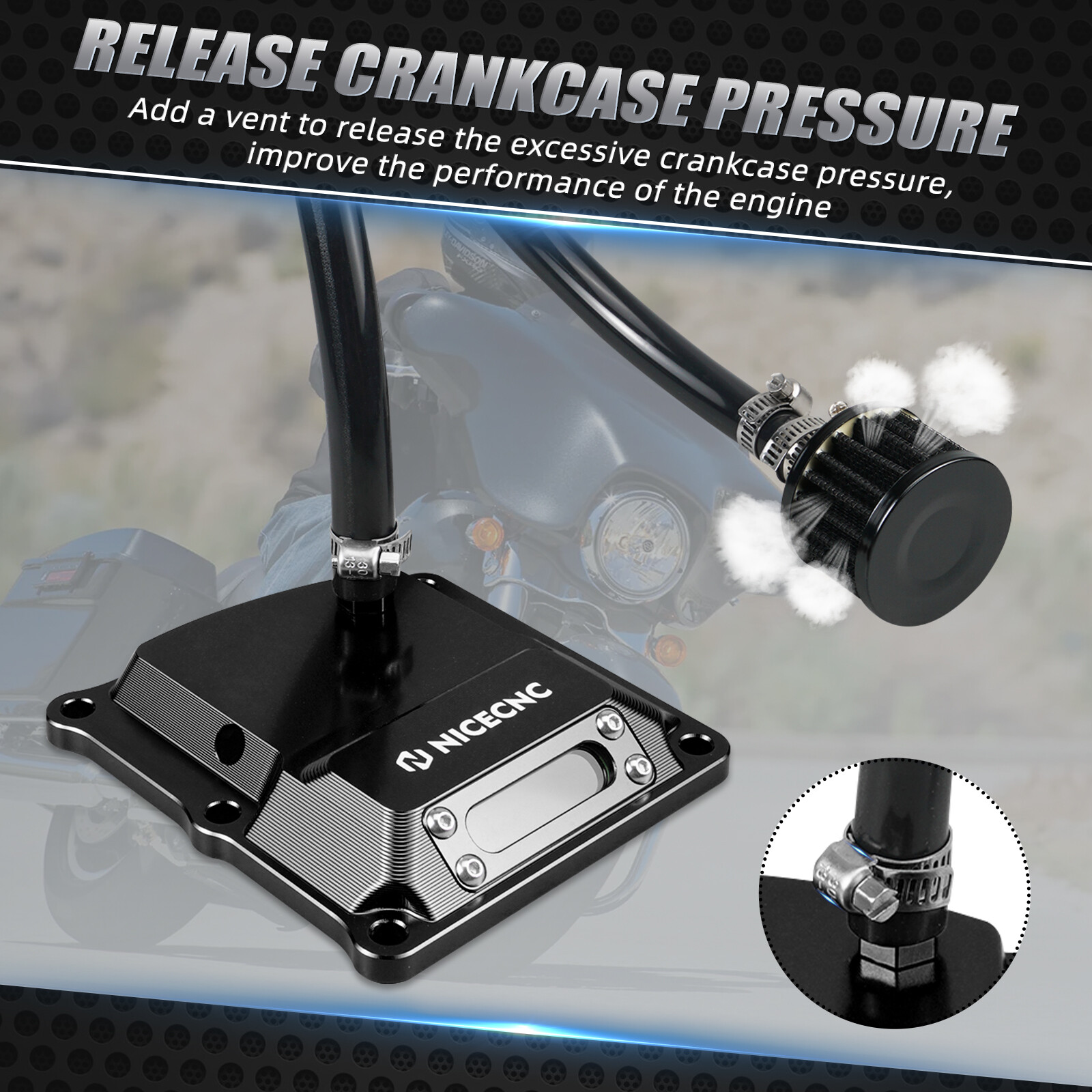 M8 Transmission Gearbox Vent Top Cover For Harley Road Glide FLTRX FLTRK FLTRXS