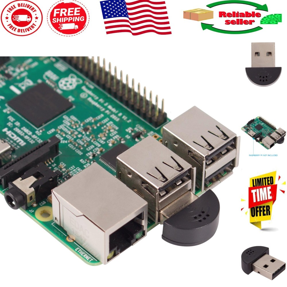 Ultra Portable USB Microphone for Raspberry Pi - Noise-Canceling & Compact