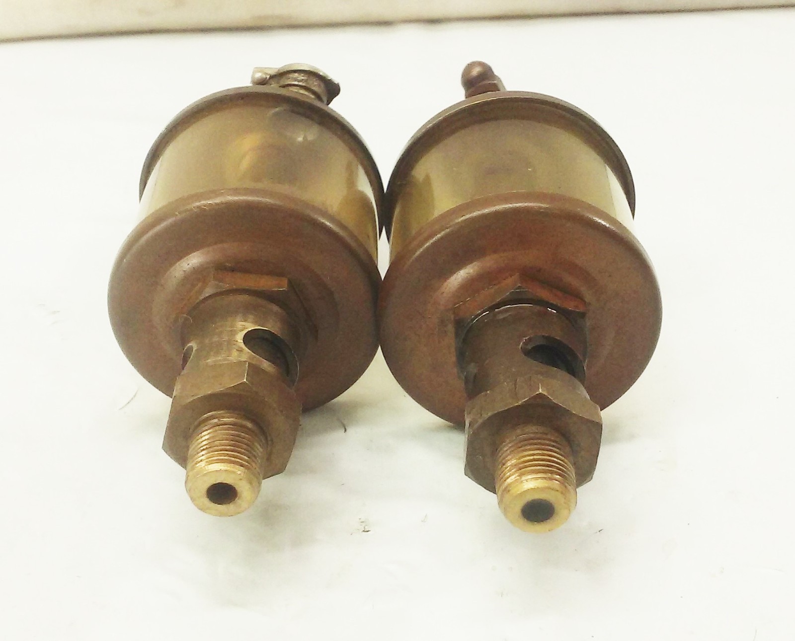 Vtg Antique Brass & glass Factory Machine Hit Miss Oiler Lubricator SET LOT