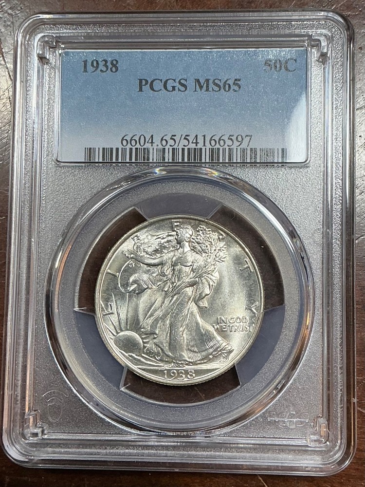 PCGS MS65 1938 WALKING HALF DOLLAR BLAST WHITE BETTER DATE