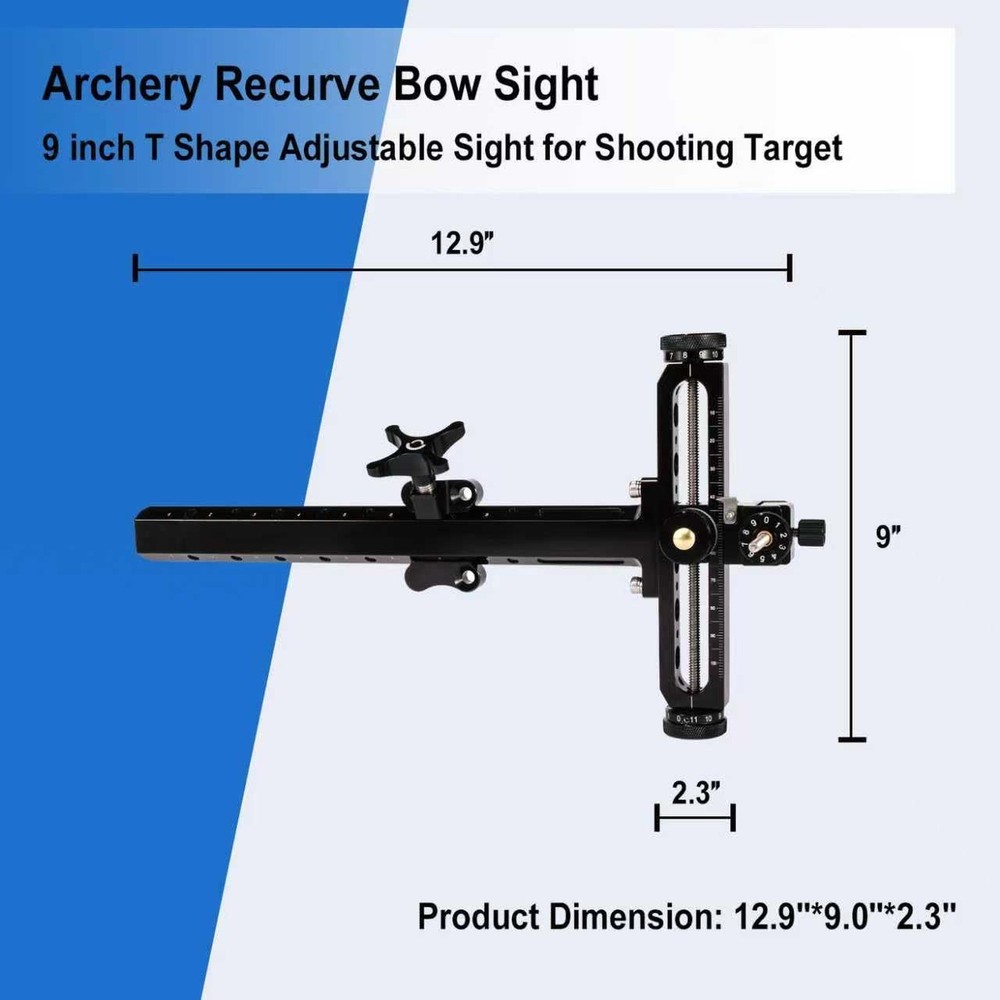 Recurve Bow Sight, Right Hand Adjustable Aluminum T Shape Quick-Release Arche...