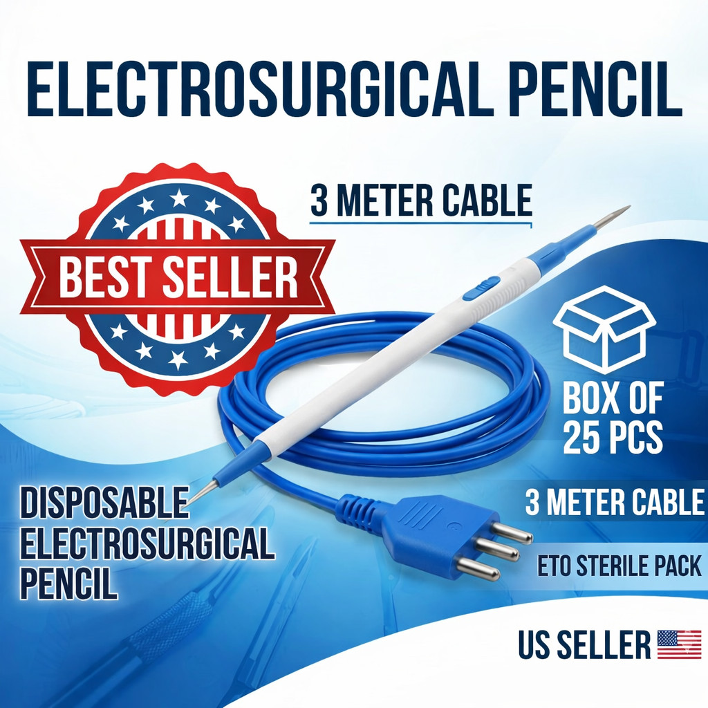 Electrosurgical Pencil - Push Button Disposable Cautery Pen