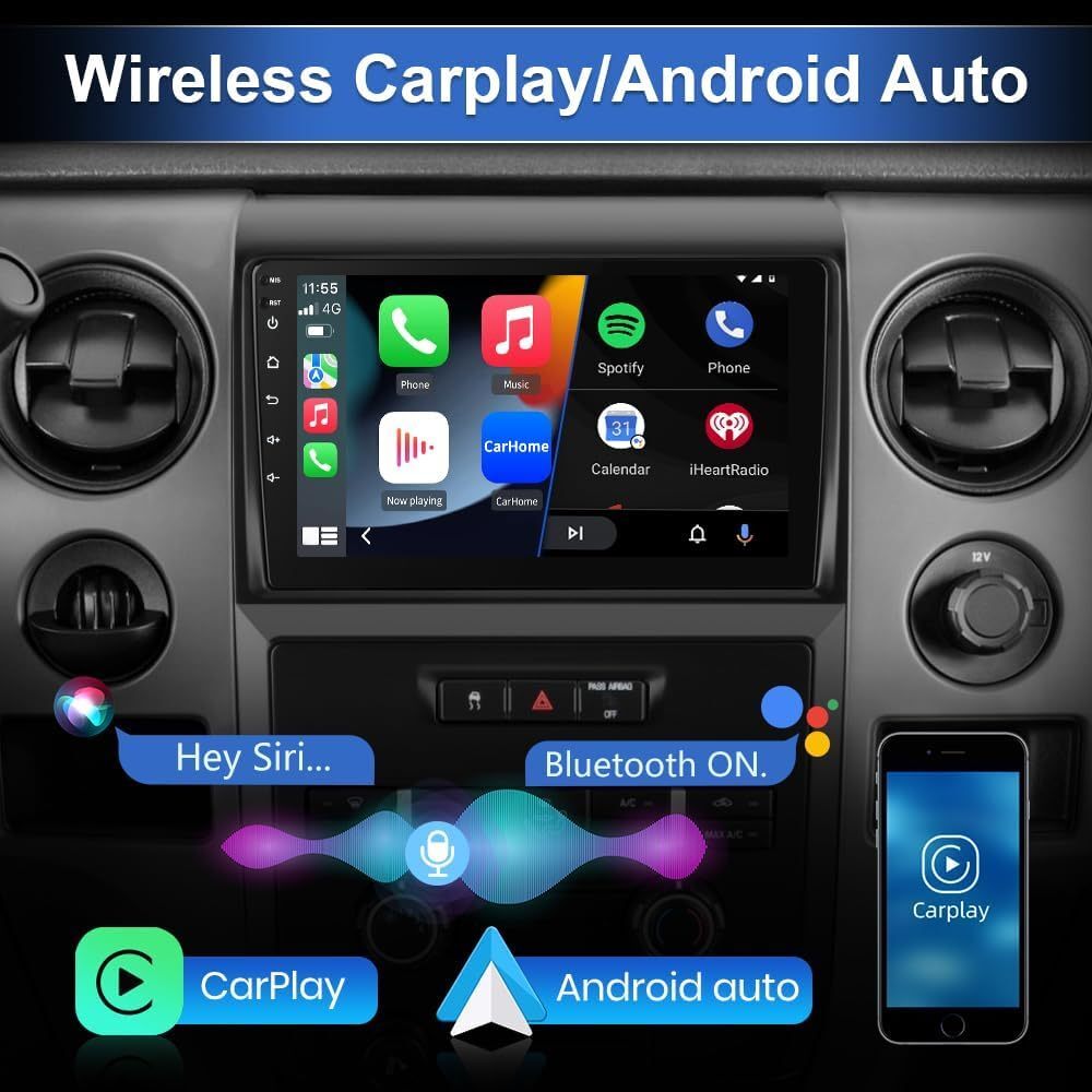 For Ford F-150 2009-2014 Apple Carplay Android 15 Car Stereo Radio GPS FM 2+64GB
