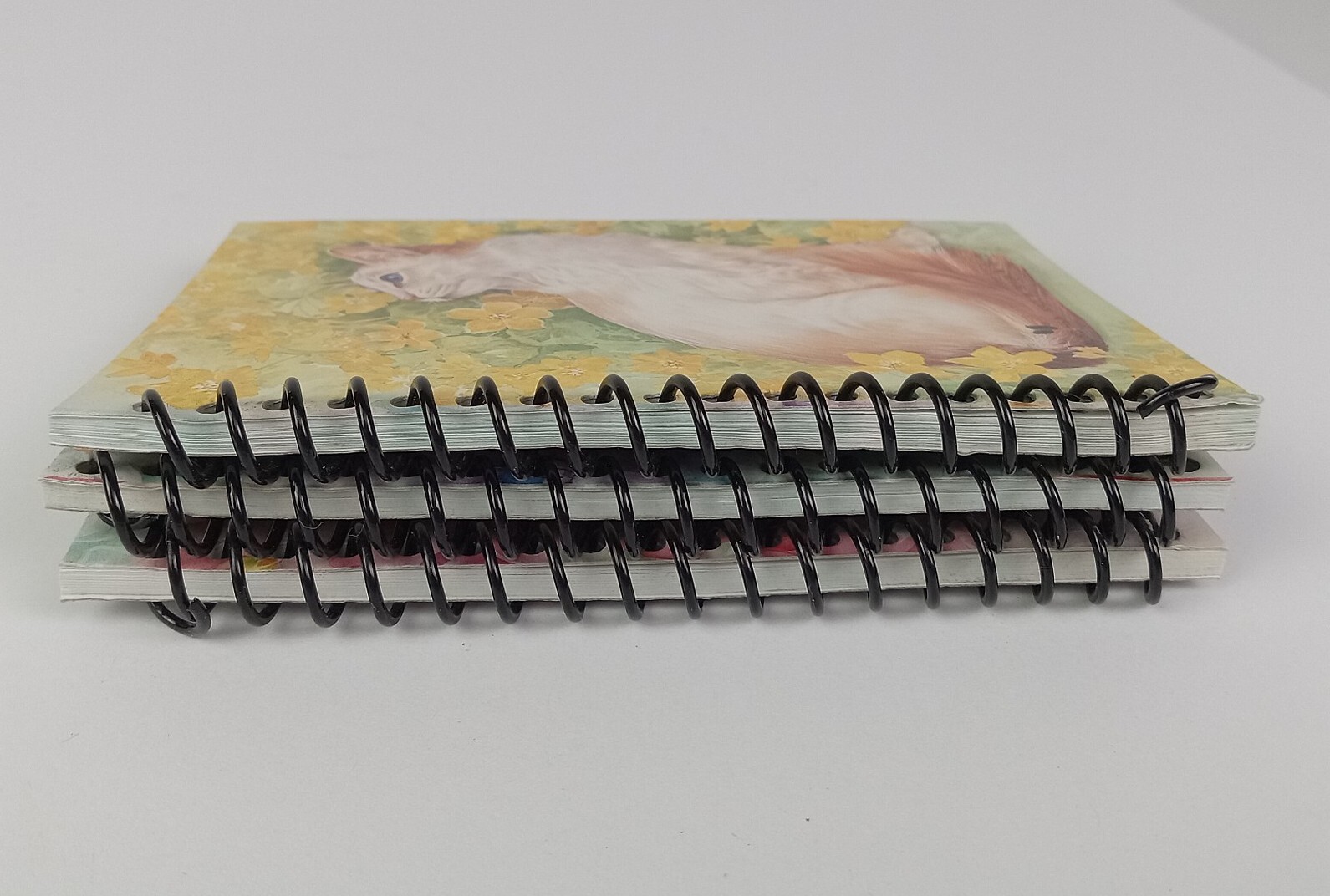 3 Vtg Cat Mini Notebooks Kitty Flowers 90s Lined Pages Spiral Yung Hsin READ