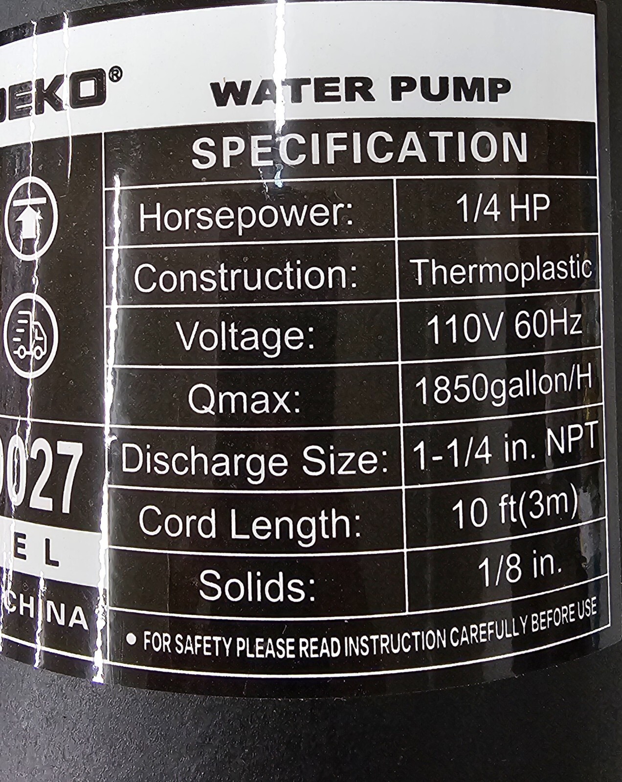 **NEW** DEKO CSP9027 Utility Water Pump 1/4HP 110V 1850GPH