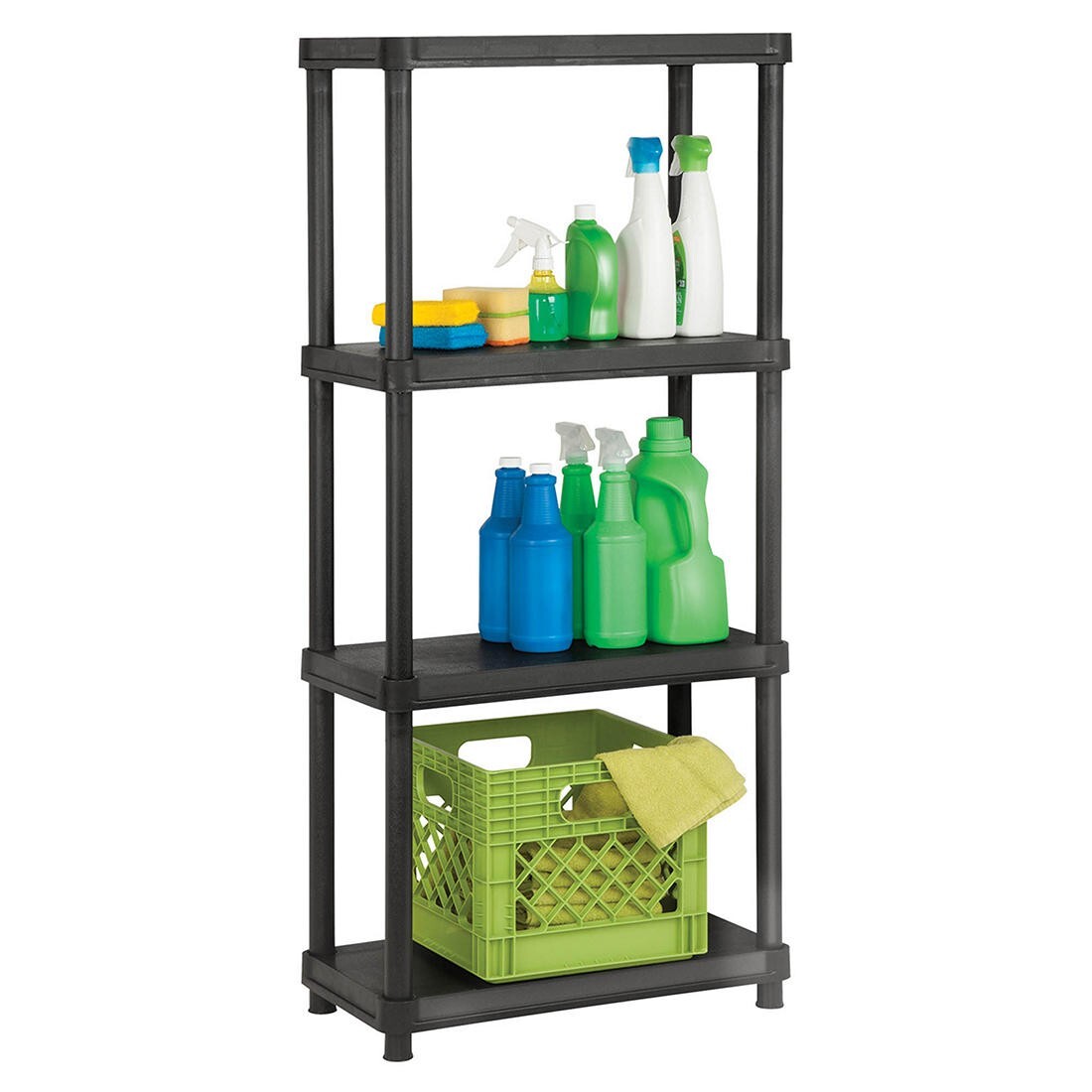 4 Tier Resin Garage Shelving Unit Sturdy Storage Shelf Rack 250lbs Capacity NEW