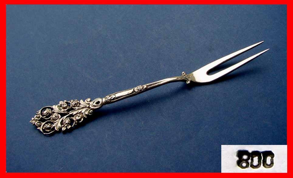 Serving Fork with Pierced Decor, 800 Silver D545