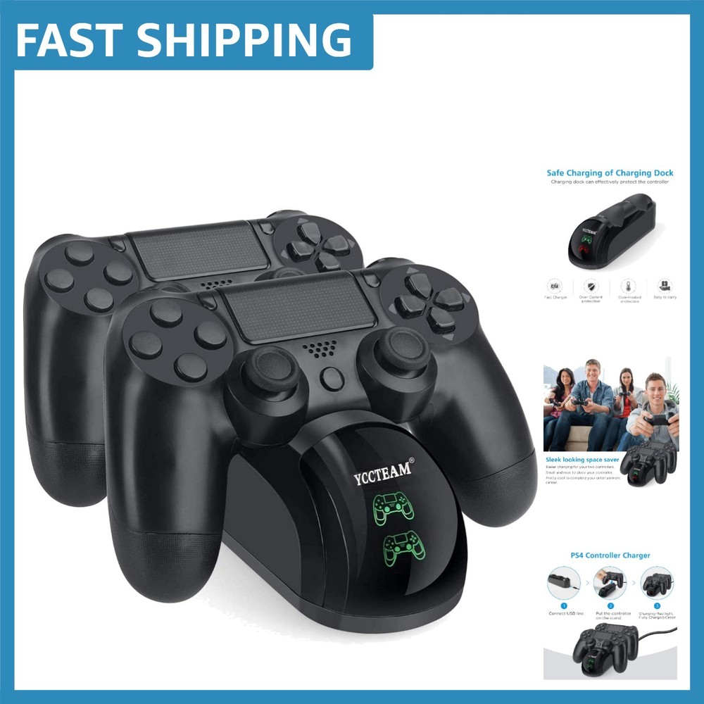 Efficient PS4 Controller Fast Charging Dock - Dual Charging with Status Light