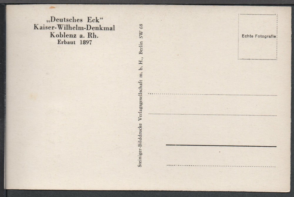 ✔️ German castles monuments: Deutsche Eck, Kaiser Wilhelm De. RARE AGED POSTCARD