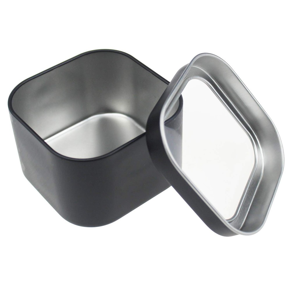 18 Pack Empty Square Black Metal Tins Clear Window Candle Making Container