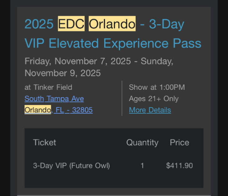 EDC Orlando 3Day VIP Elevated Experience