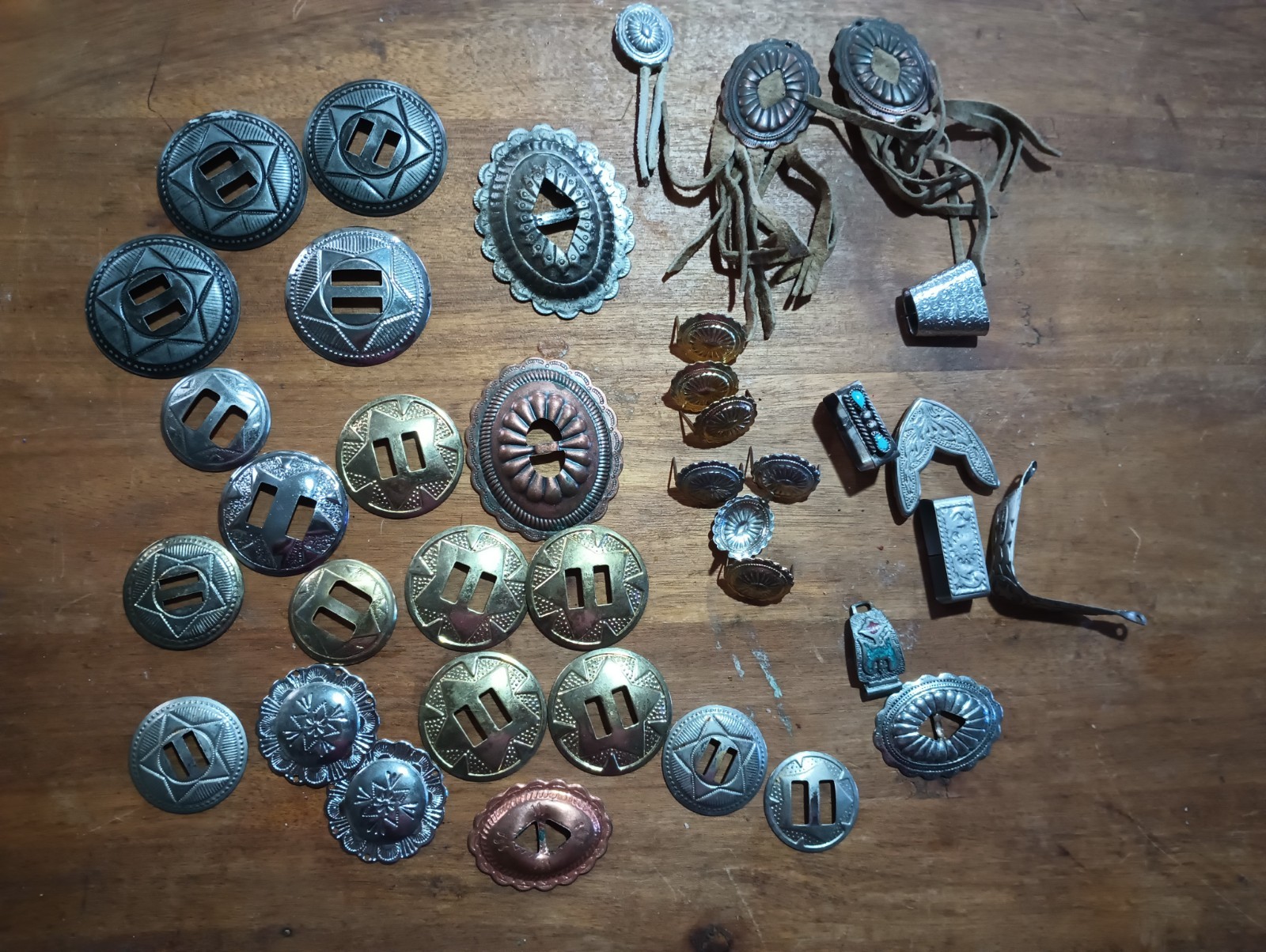 Lot Of 38 Conchos Western Saddle Bridle Concho Rustic Horse Tack Leather Crafts