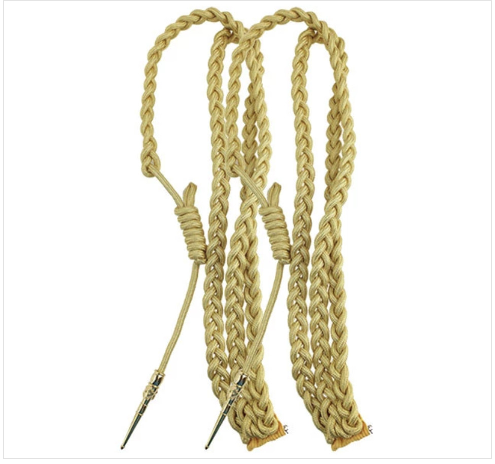 GENUINE U.S. ARMY DRESS AIGUILLETTE: SYNTHETIC GOLD
