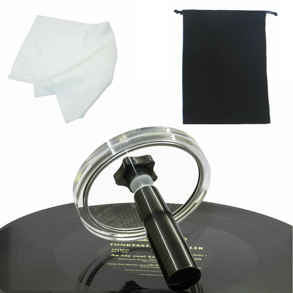 LP Vinyl Record Cleaner Clamp handle Record Label Saver Protector Clean Tool
