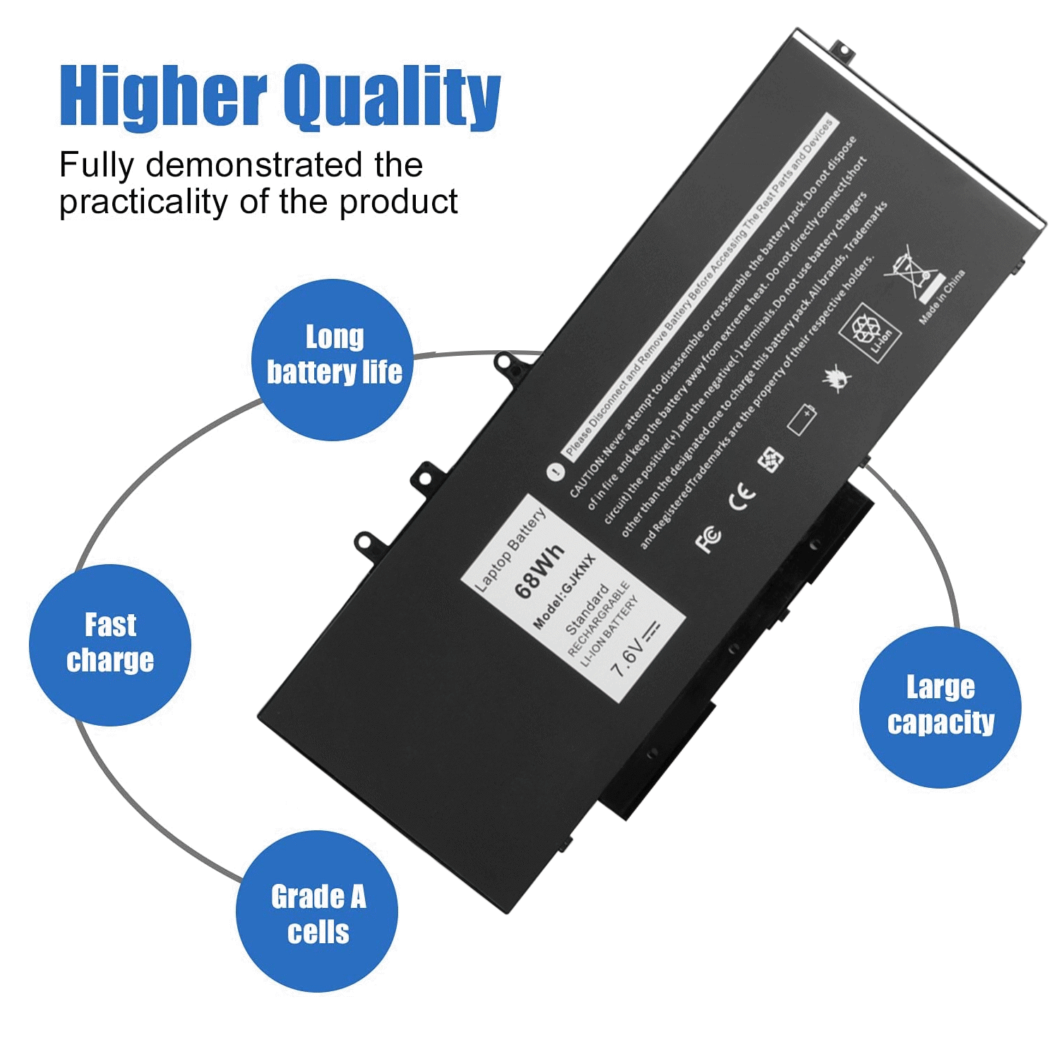 GJKNX Battery for Dell Latitude 5480 5580 5280 5490 5491 5580 5590 / Charger