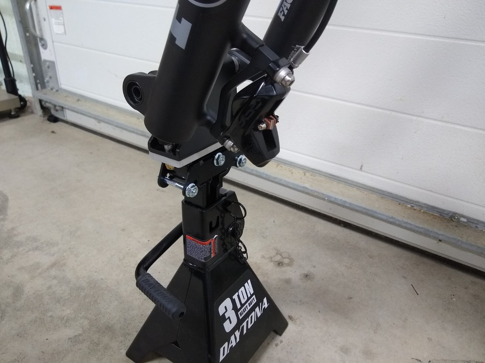 Bicycle indoor trainer fork mount adapter, support for Delta, Zwift Ride