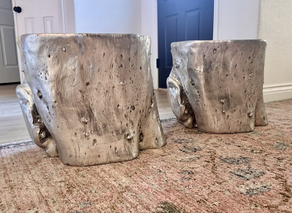 Log SideTable/Stool, Silver Leaf by Phillips Collection