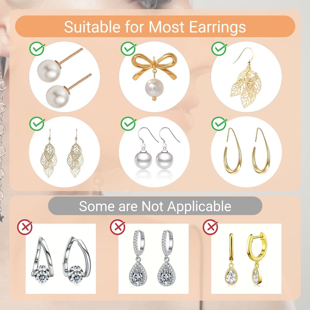 Silicone Earring Backs, 18K Gold Secure Locking Design for Studs, Hypoallerge...