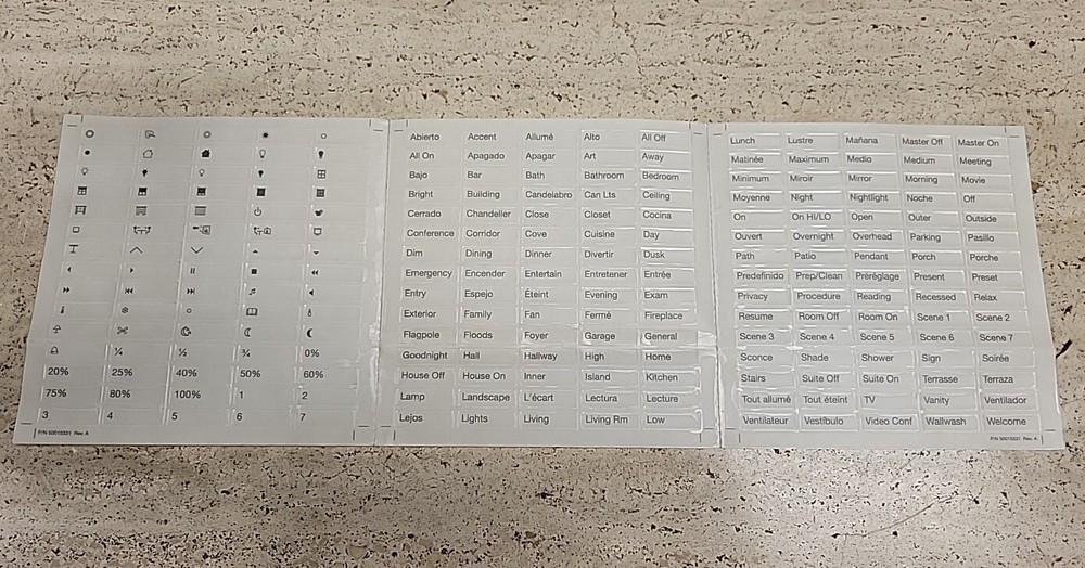 Lutron Engraving Label Sheet Brand New