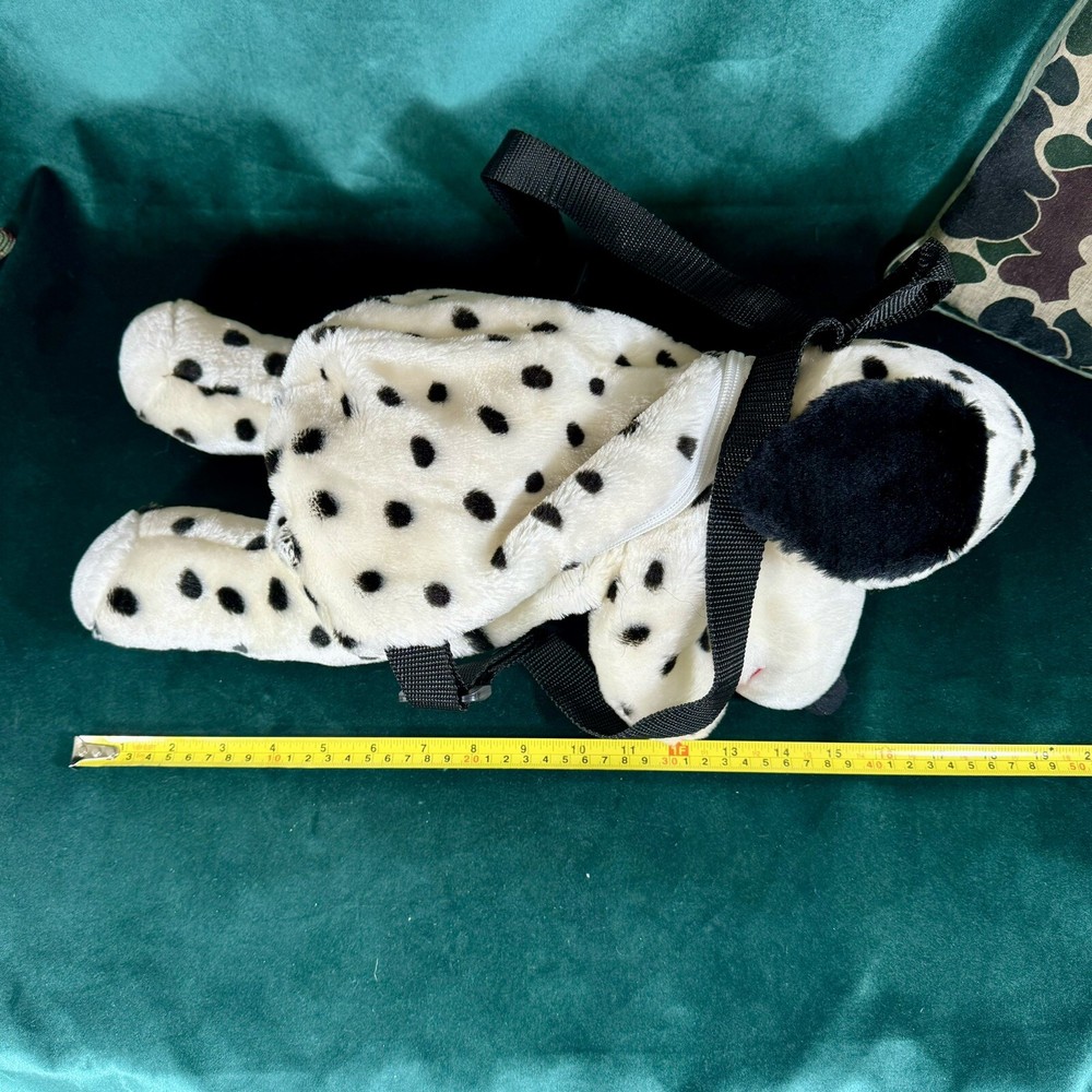 Plushland Dalmatian Backpack Zips Close With Adjustable Black Straps