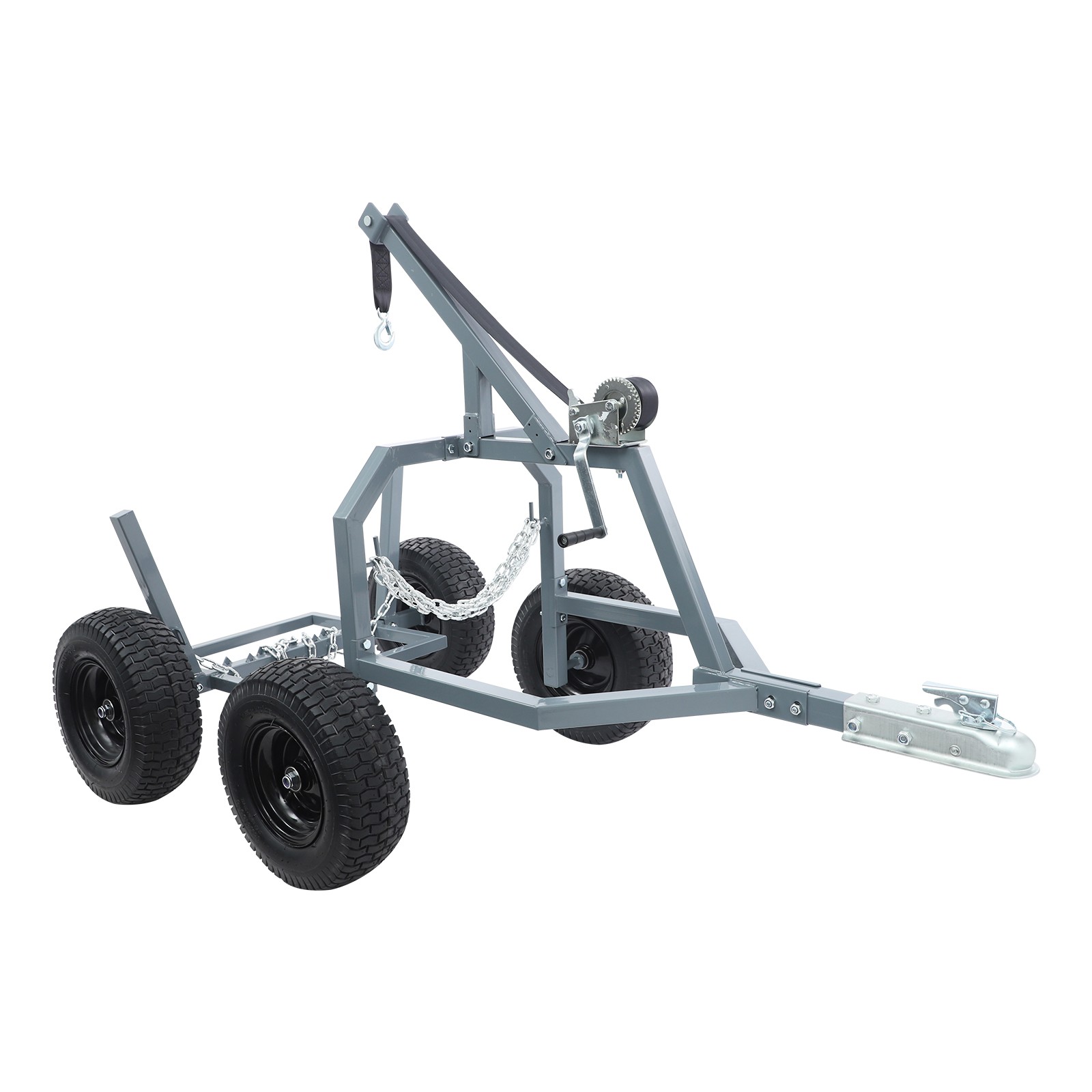 1600lb Log Trailer Heavy-Duty ATV Log Skidding Arch & Holder Set w/4x16in Wheels