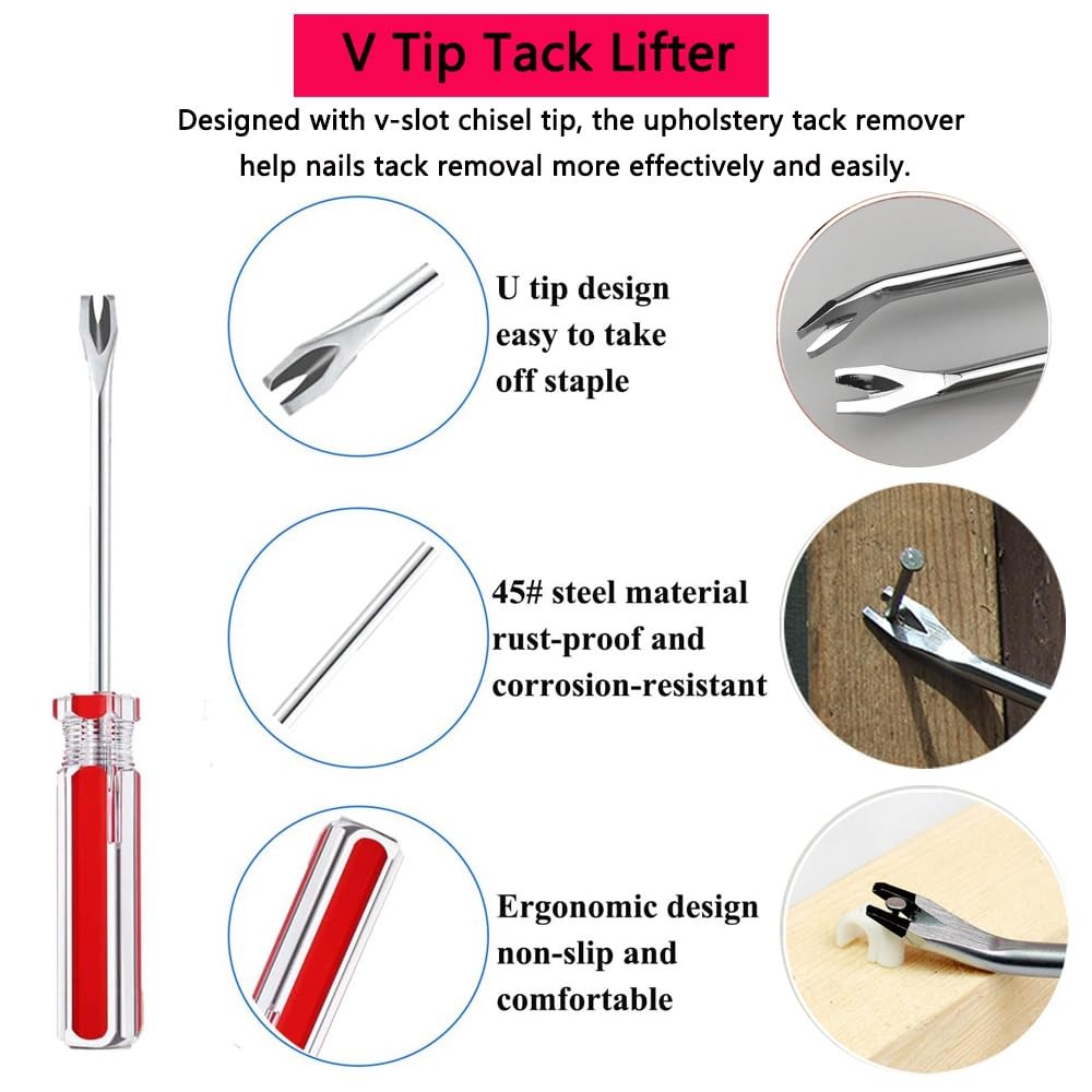 Upholstery Staple Tack Puller Nail Tool Set Nail Puller Plier, Staple Puller,...