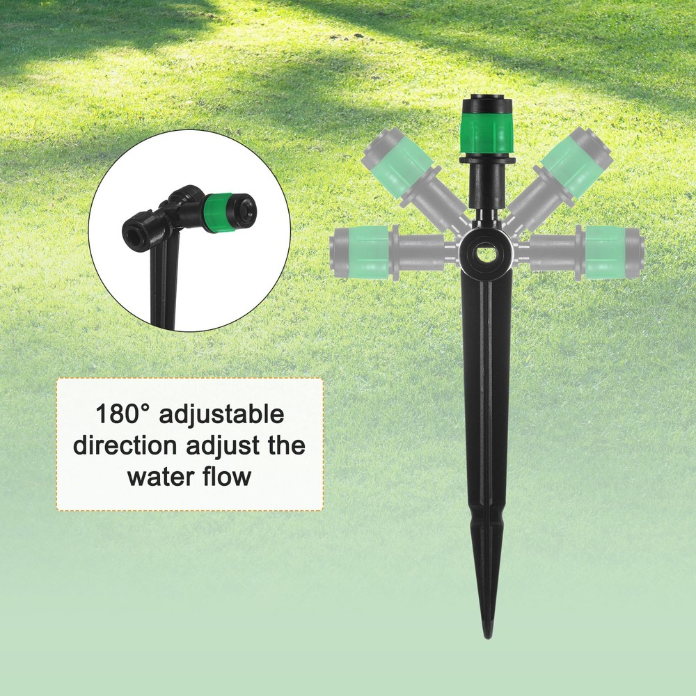24-Pack Drip Irrigation Emitters, Adjustable 360 Degree, Dark Green