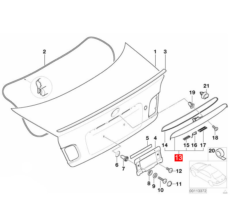 For BMW E46 330i 330xi 325i Trunk Lid Grip Handle W/ Key Lock Button 51137170966