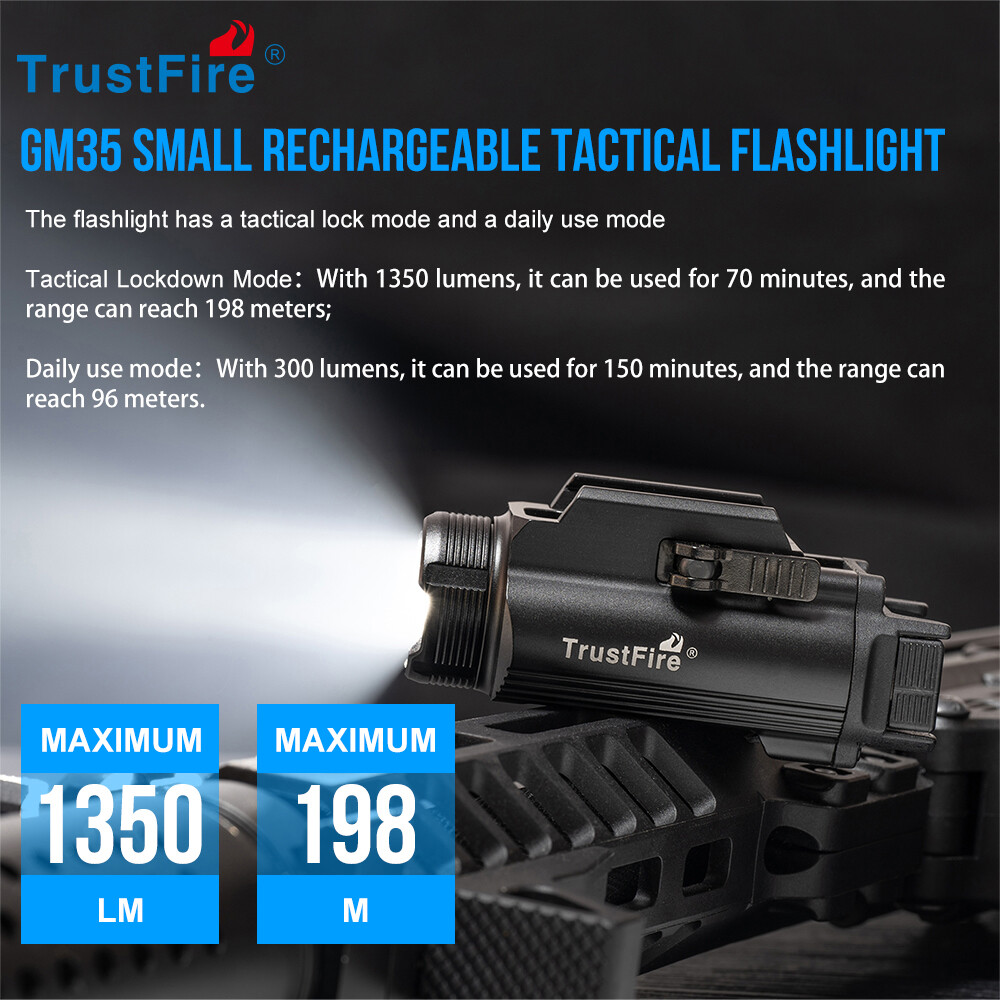 Trustfire 1350LM Tactical LED Pistol Light （Strobe Function）Weapon Flashlight R