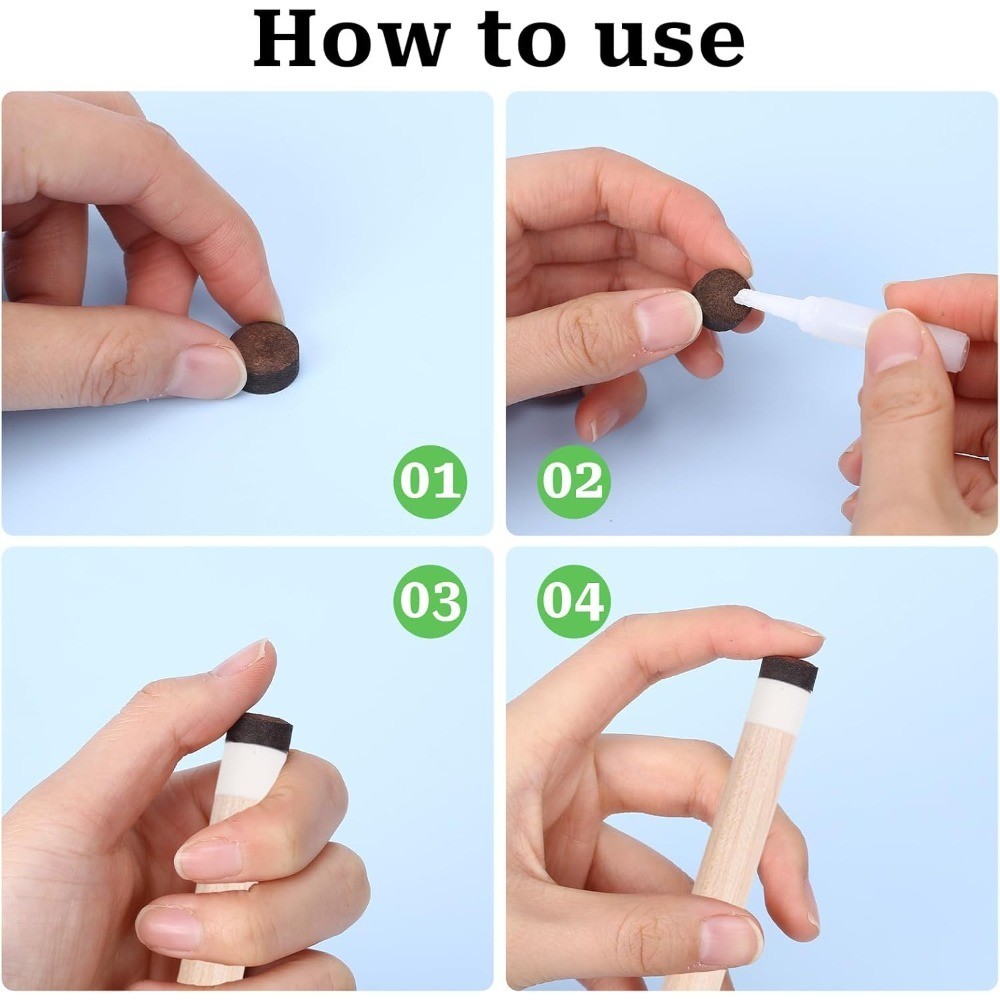 Billiard Pool Cue Tips Pool Stick Replacement Tips with Storage Box for Pool