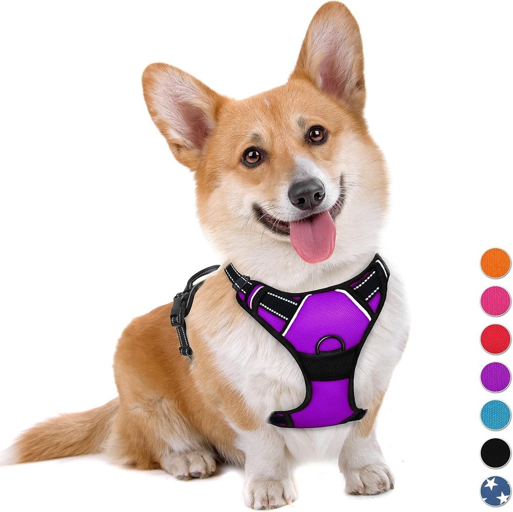 No Pull Dog Harness Front Clip Heavy Duty Reflective Easy Control Handle Large