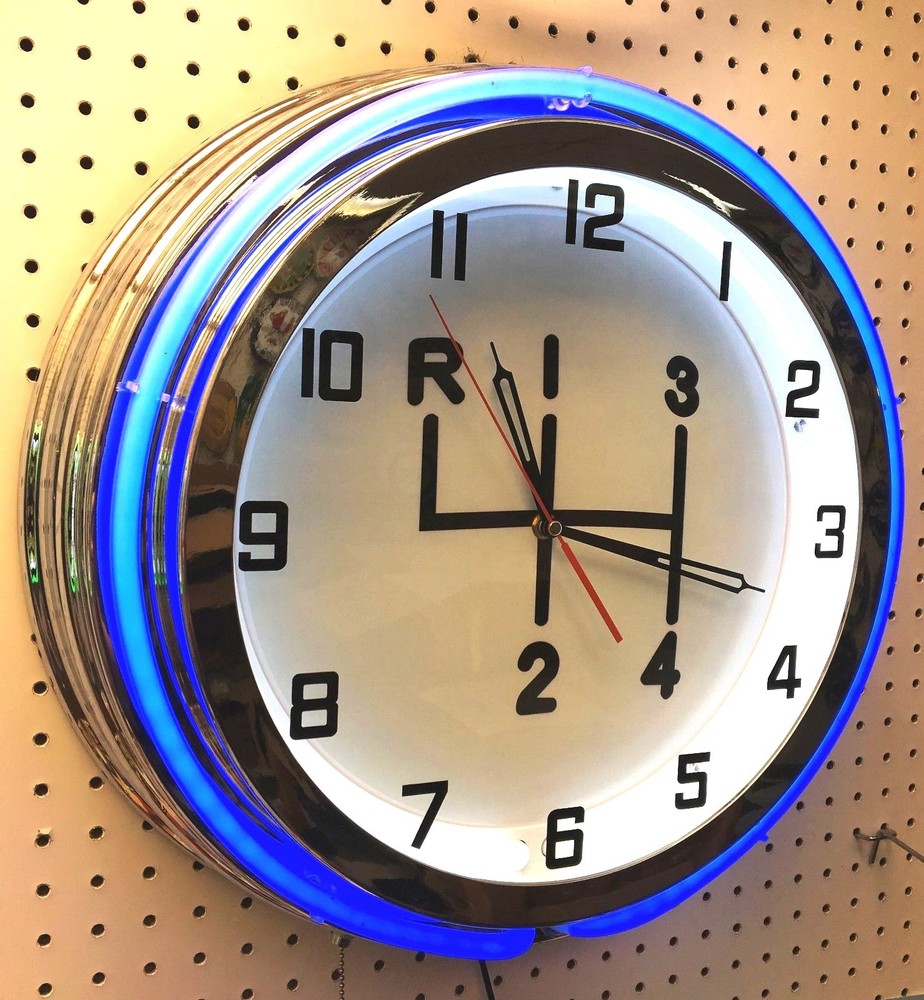 18" 4 Speed Shift Pattern Sign Double Neon Clock