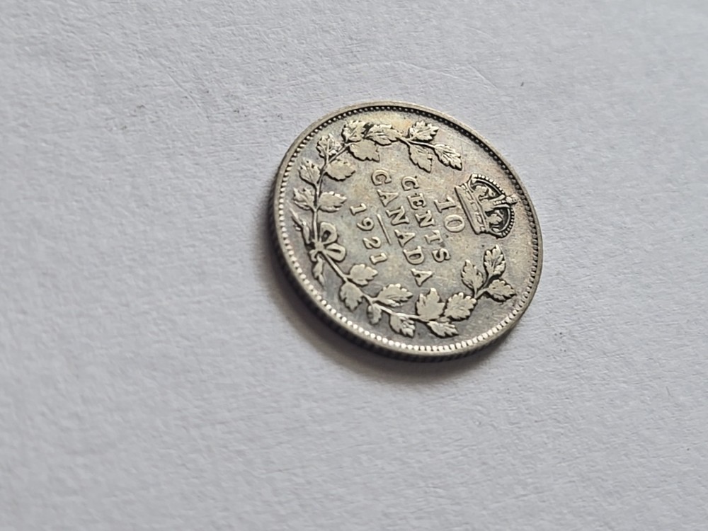 1921 Canada Silver 10 Cent F Fine Condition #902