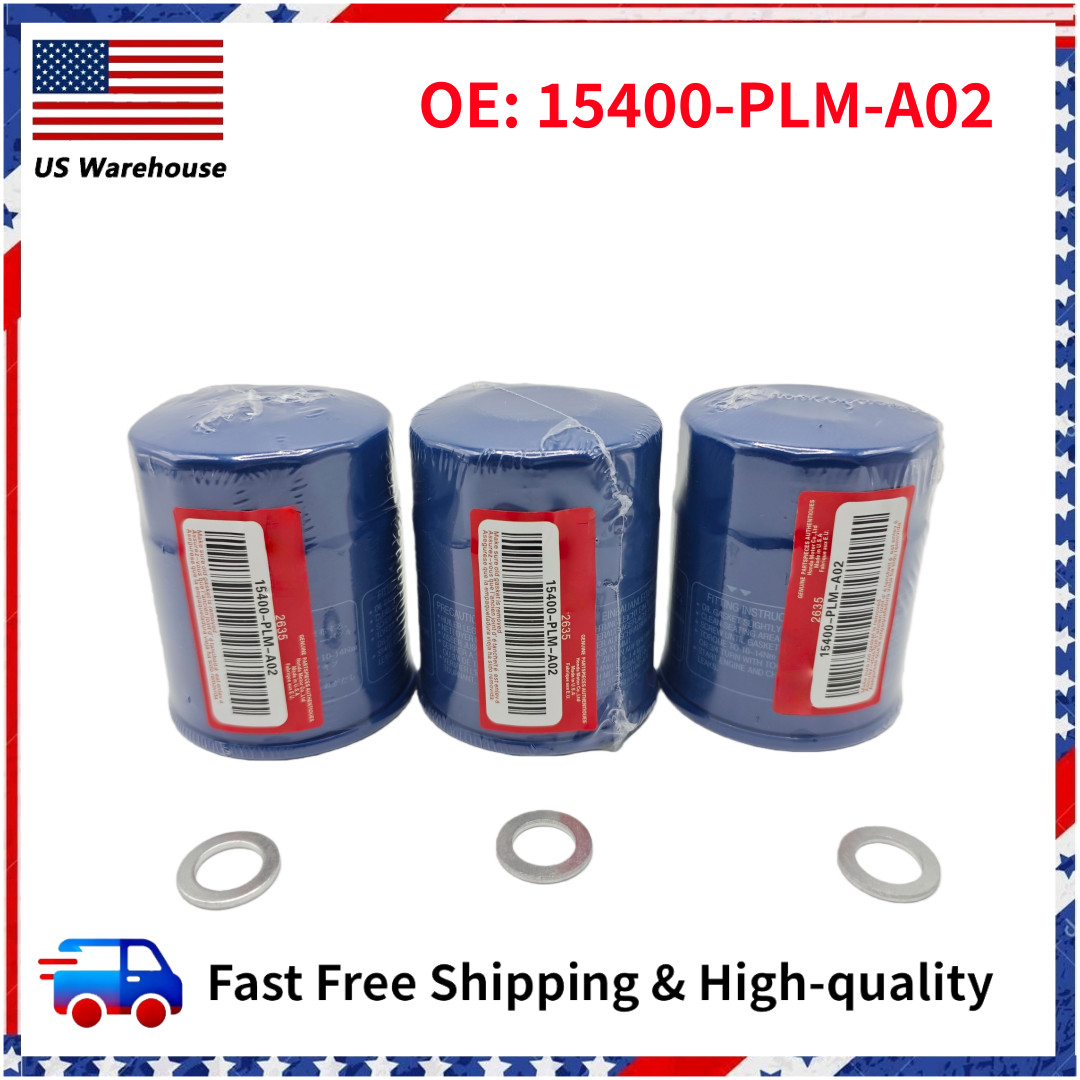 3Pcs Honda Genuine Oil Filters With Drain Plug Washer 15400-PLM-A02 New Sealed