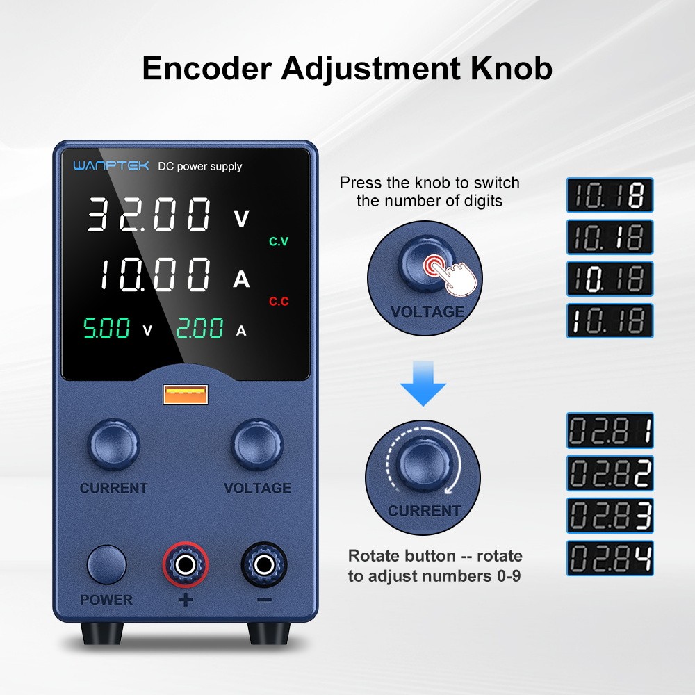 DC Adjustable 0-32V 0-10A Lab Power Supply Variable Programmable Bench Sources
