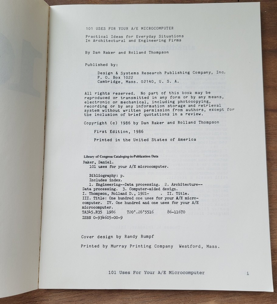 101 Uses For Your A/E Microcomputer By Dan Raker & Rolland Thompson 1986