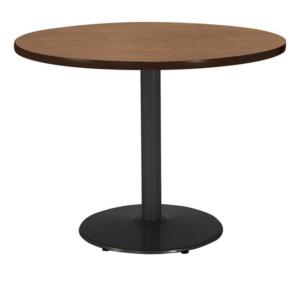 Pemberly Row 48" Round Cherry Top Black Base Breakroom Table