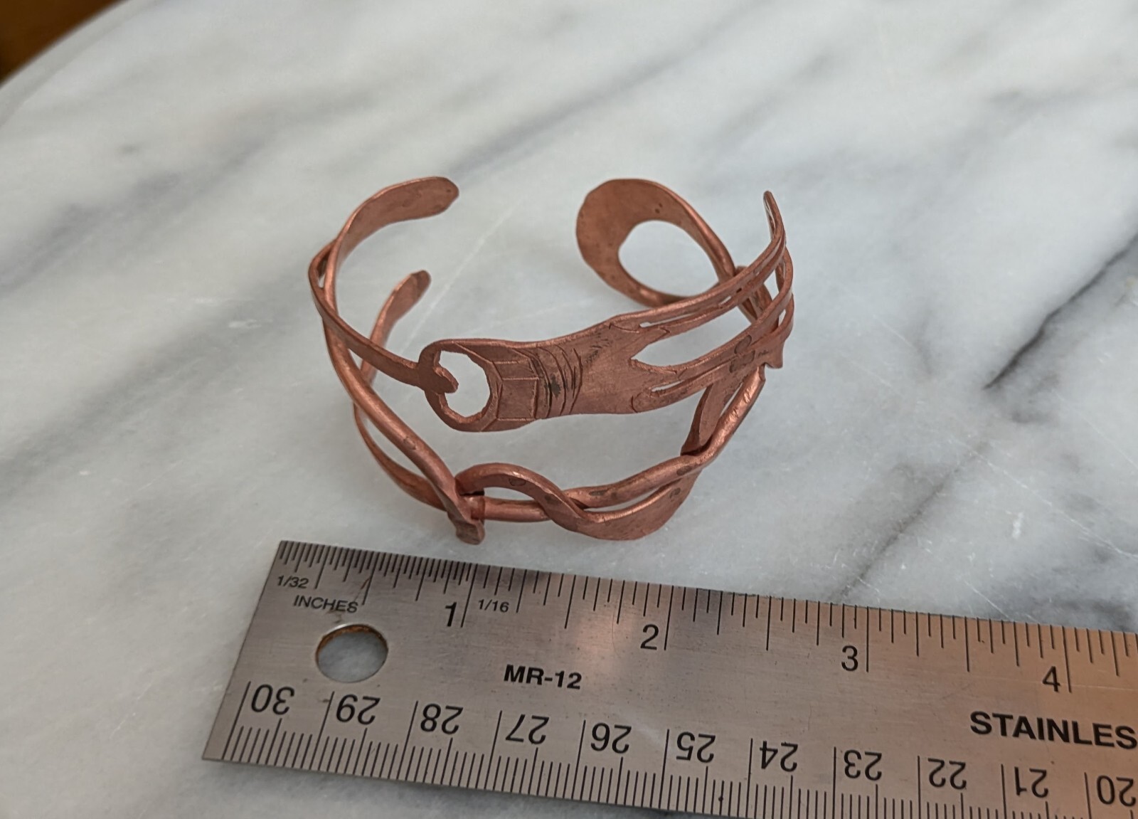 artisan, hand-crafted Copper bracelet unique screwdriver design, one of a kind