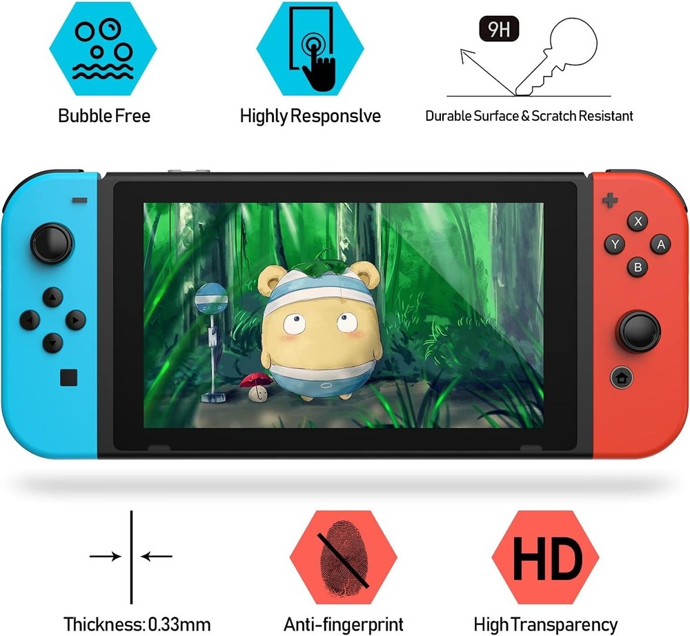 Para Nintendo Switch OLED 2021 Protector de Pantalla de Cristal templado 3Pack