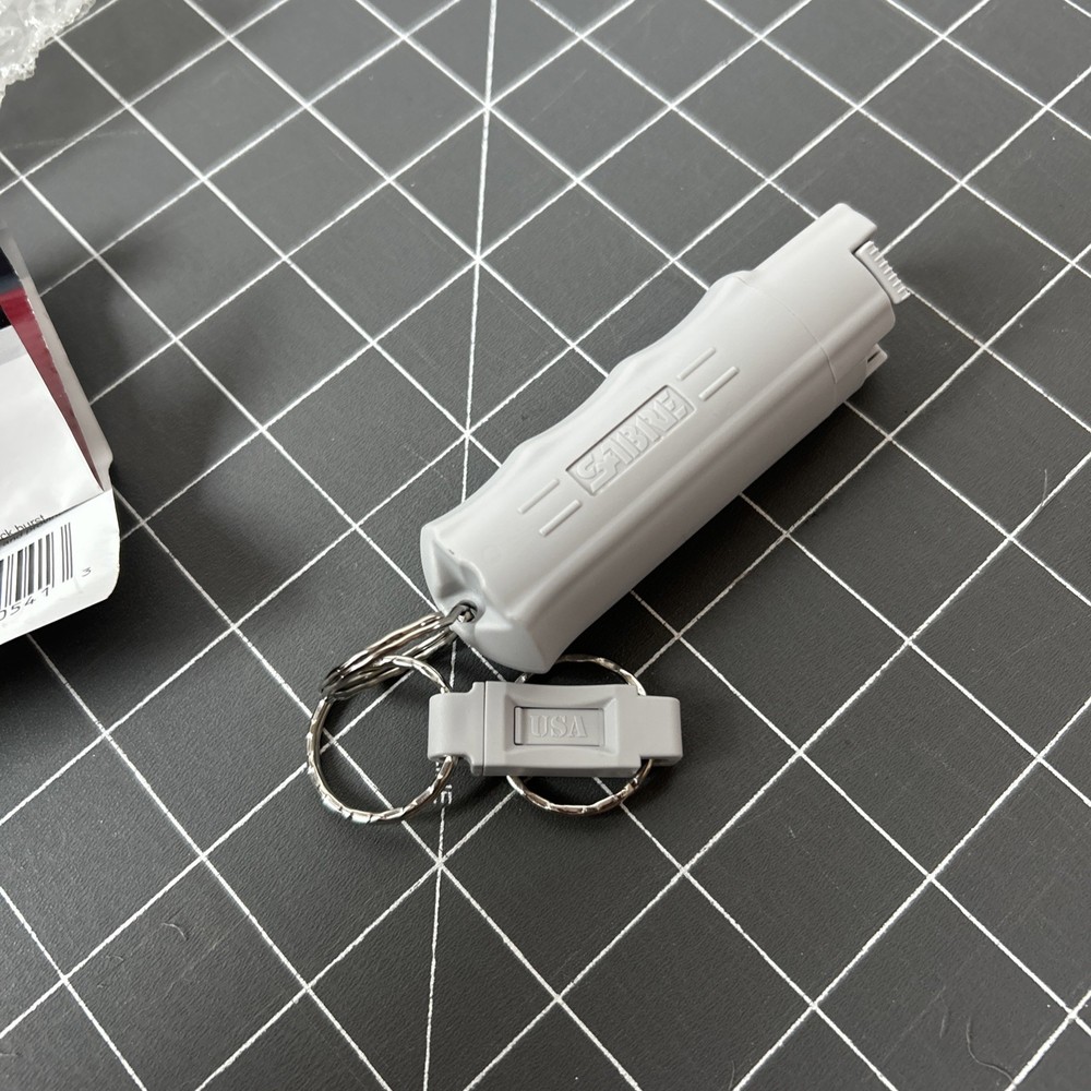 Sabre Red Pepper Spray with Quick Release Key Ring - Gray