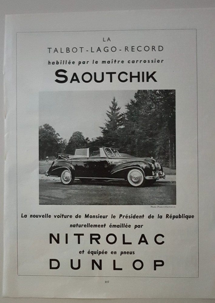Two TALBOT LAGO RECORD 1950 Dunlop Press Ads