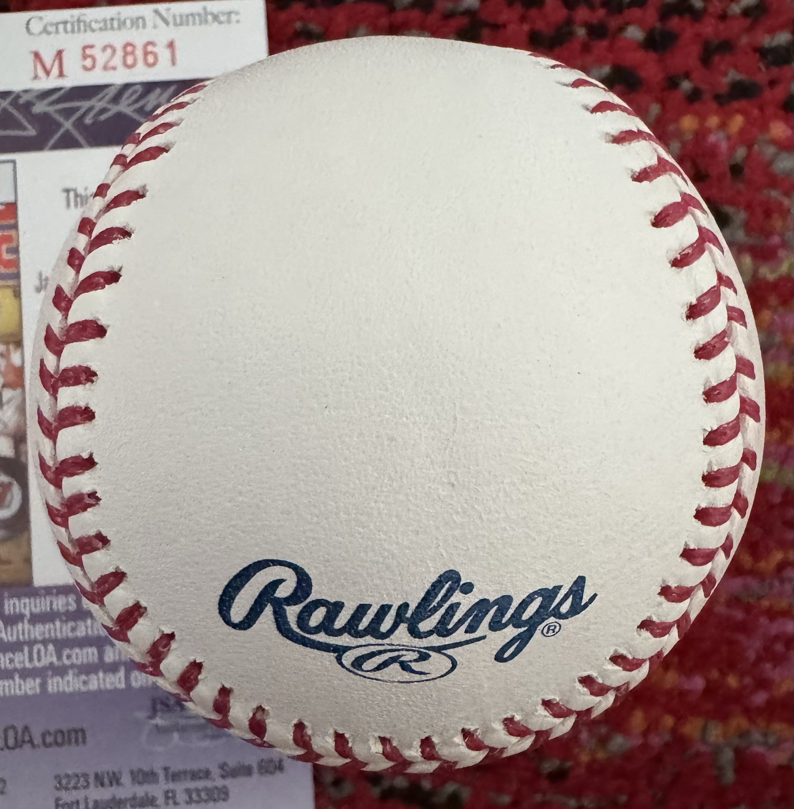 Carlos Lee “45” Autographed OMLB Selig JSA Authentication