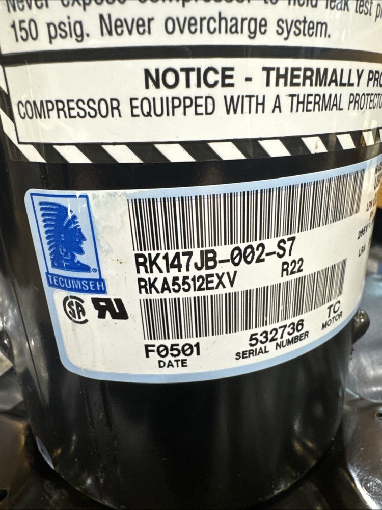Tecumseh 1HP Compressor RK147JB-002-S7