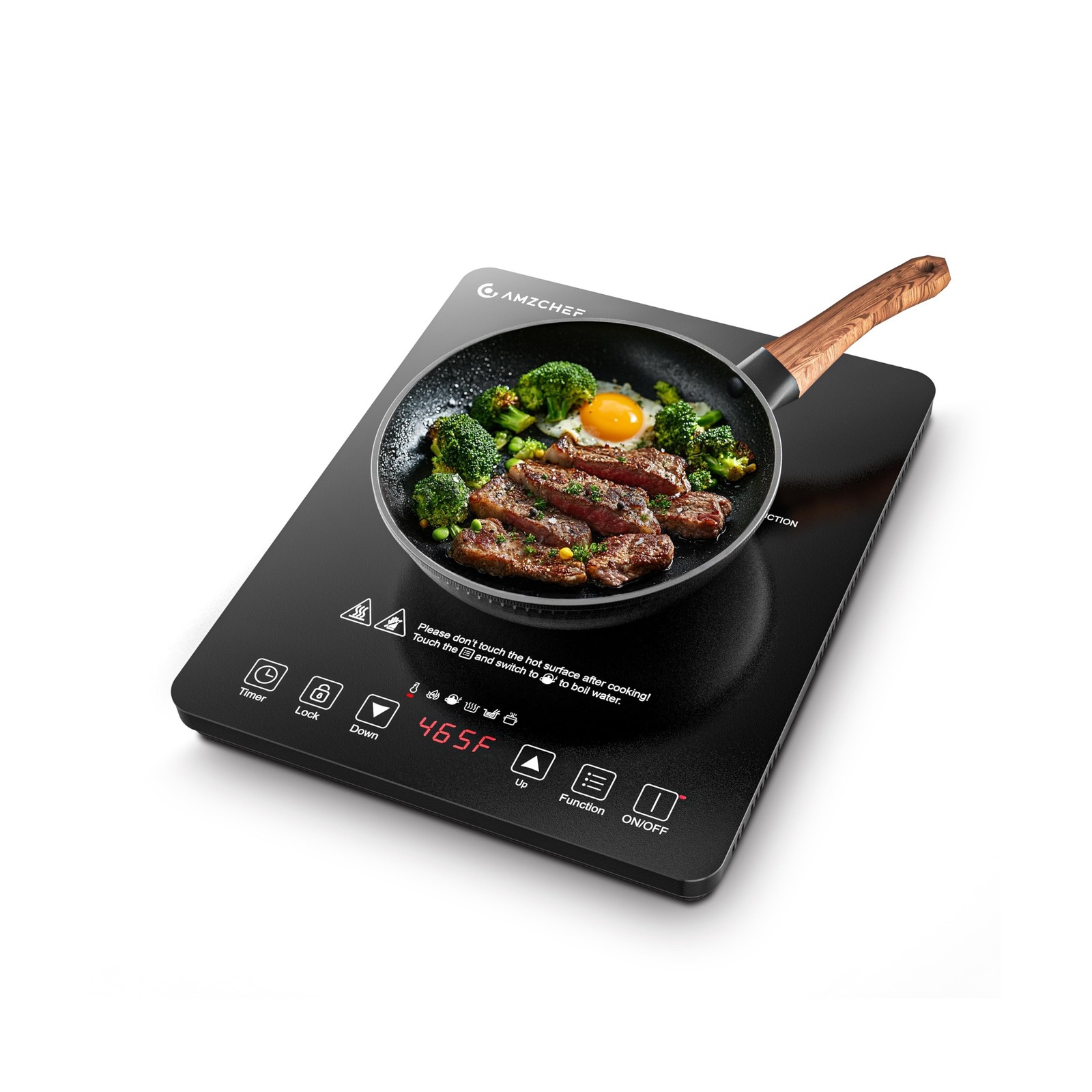 AMZCHEF Portable Induction Cooktop 20 Temperature & Power Levels, 1800W Induc...